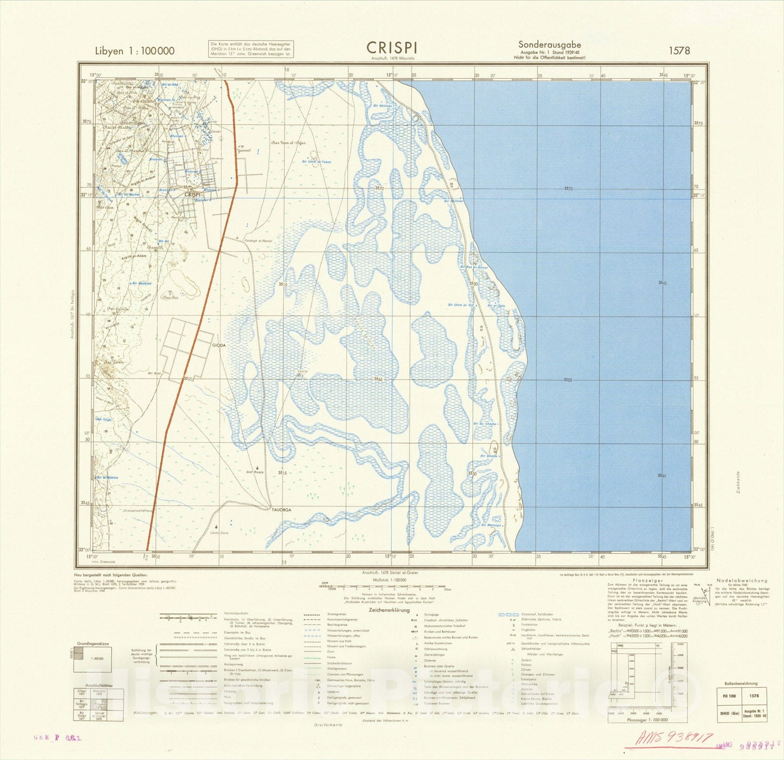 Historic Map : (Second World War - North Africa) Libyen 1:100 000, 1940, General Staff of the German Army, Vintage Wall Art
