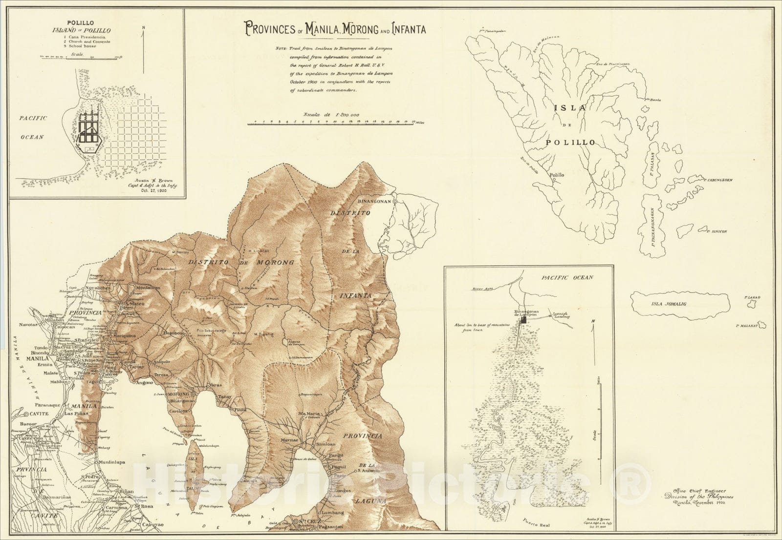 Historic Map : Provinces of Manila, Morong and Infanta , 1900, Office ...
