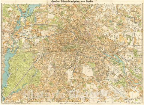 Historic Map : [Second World War - Battle of Berlin] Gro?r Silva-Stadtplan von Berlin, 1938, Verlag f?r heimatliche Kultur Willy Holz, Vintage Wall Art