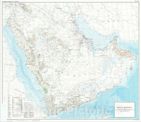 Historic Map : Arabian Peninsula, c1980, Ministry of Defence, Vintage Wall Art