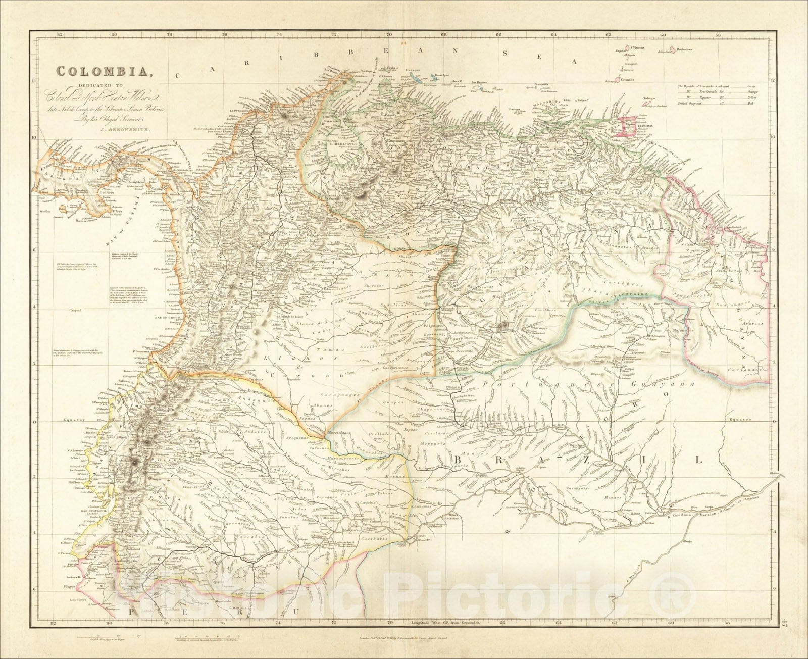 Historic Map : Colombia, Dedicated to Colonel Belford Hinton Wilson, l ...