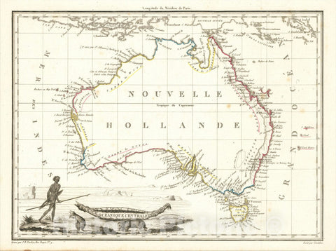 Historic Map : (Australia) Oceanique Centrale, 1812, Conrad Malte-Brun, Vintage Wall Art