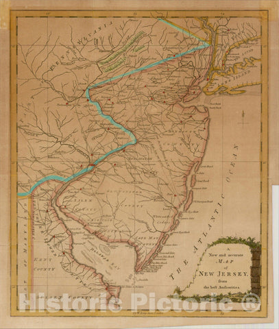 Historic Map : A New and Accurate Map of New Jersey, from the Best Authorities, 1780, Universal Magazine, v2, Vintage Wall Art
