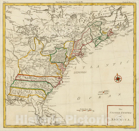Historic Map : The United States of America, 1788, Thomas Condor, Vintage Wall Art