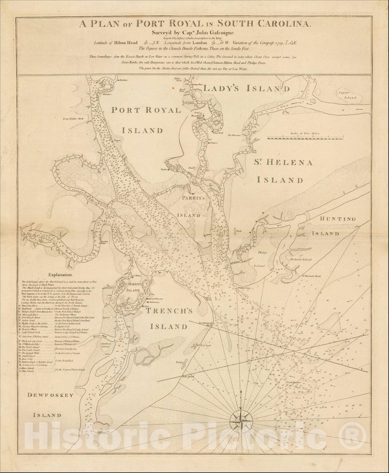 Port Royal South Carolina 1776 Nautical Chart Map Print – Historic Pictoric