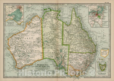 Historic Map : Australia, 1897, The Century Company, Vintage Wall Art