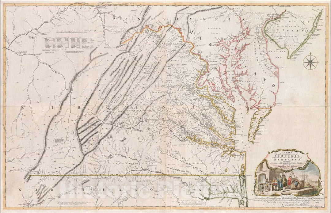 Historic Map : A Map of the most Inhabited part of Virginia containing ...