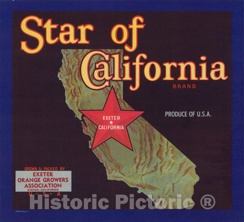 Historic Map : [Fruit Crate Label Advertising Map] Star of California Brand, 1912, Schmidt Label & Litho. Co., Vintage Wall Art