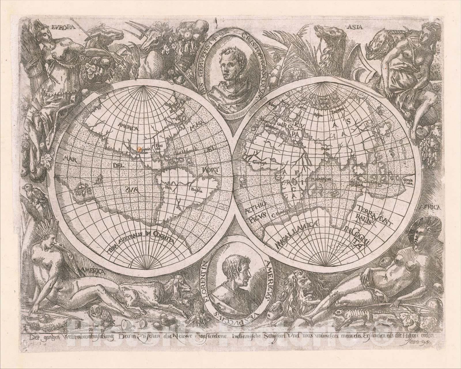 Historic Map : [World], 1598, Adam Elsheimer, Vintage Wall Art ...
