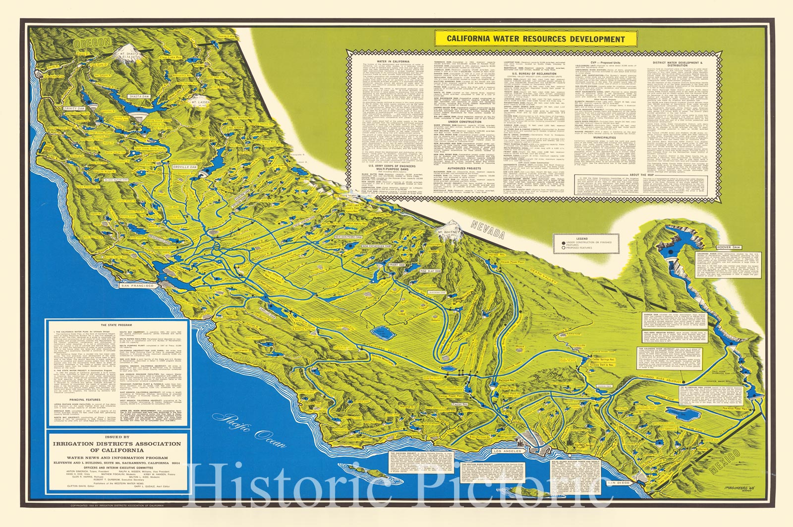 Historic Map : California Resources Development, 1968, Irrigation Districts Association of California, Vintage Wall Art