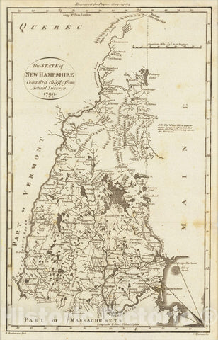 Historic Map : The State of New Hampshire Compiled Chiefly from Actual Surveys. 1799, 1799, John Payne, Vintage Wall Art