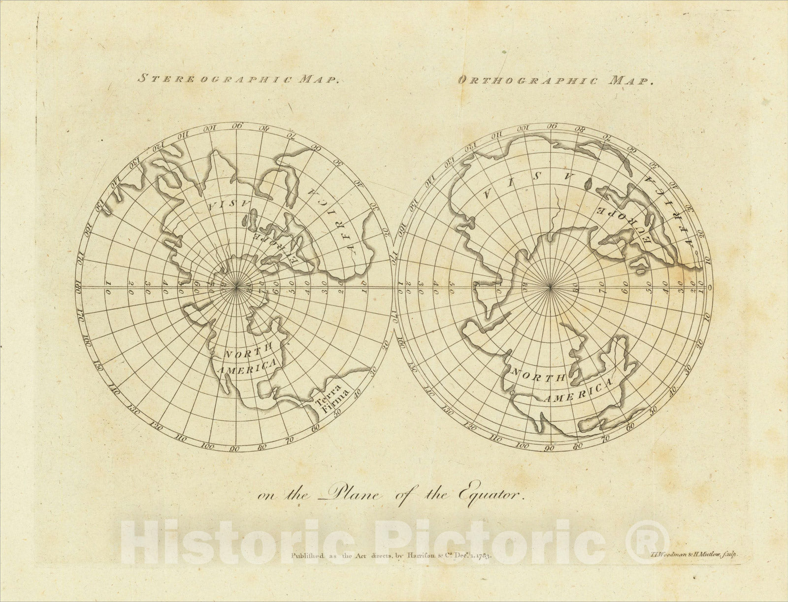 Historic Map Stereographic Projection [and] Orthographic Projection