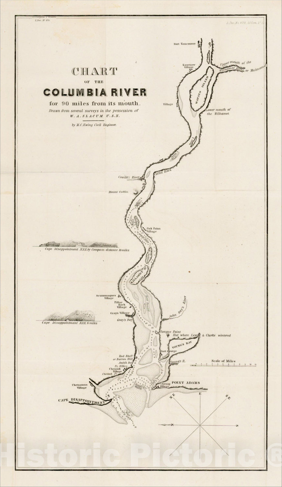 Historic Map : Chart of the Columbia River for 9 miles from its mouth ...