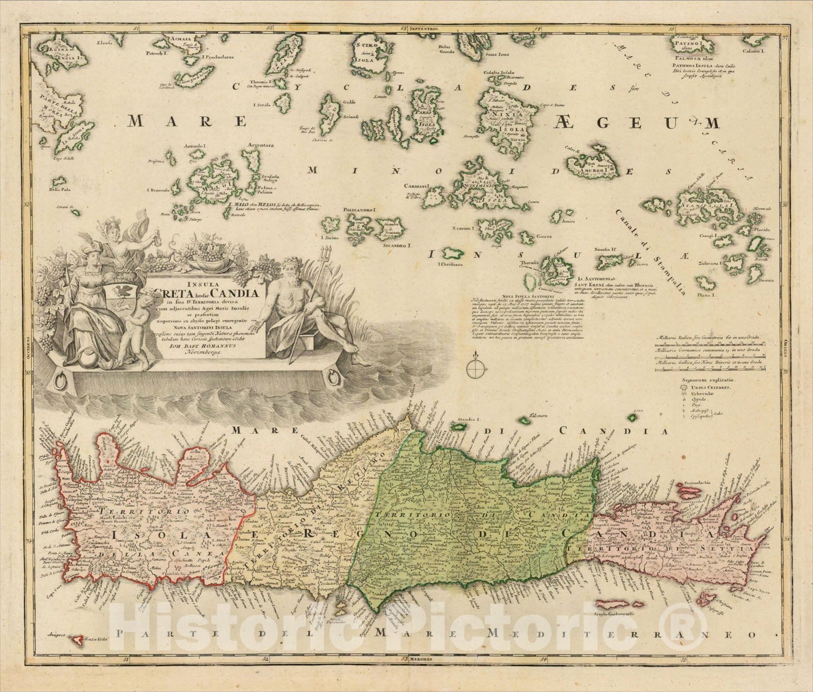Historic Map : Insula Creta Hodie Candia, 1720, Johann Baptist Homann ...