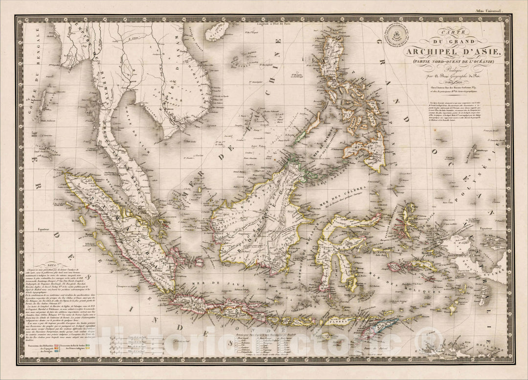 Historic Map : Carte Du Grand Archipel D'Asie (Partie Nord-Oest De L'Oceanie), 1826, 1826, , Vintage Wall Art