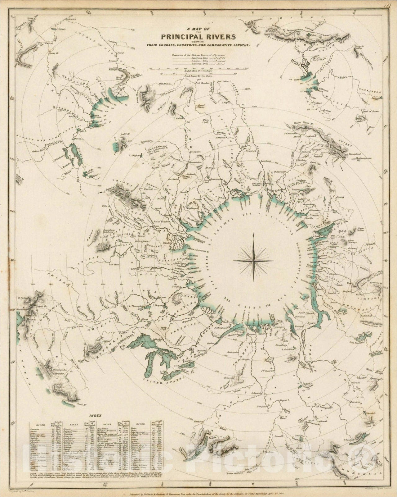 Historic Map : A Map of the Principal Rivers shewing their Courses, Co ...