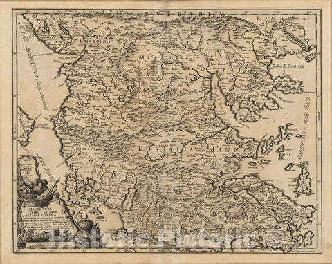 Historic Map : Macedonia Epiro Livadia Albania E Ianna Divise nelle sue partie principali, 1684, 1684, , Vintage Wall Art