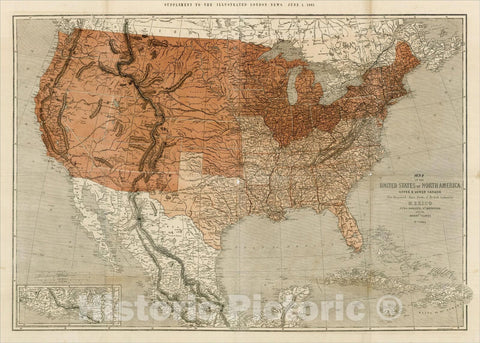 Historic Map : United States, Upper & Lower Canada, New Brunswick, Nova Scotia & British Columbia Mexico Cuba, Jamaica, St. Domino and the Bahamas, 1861, Vintage Wall Art