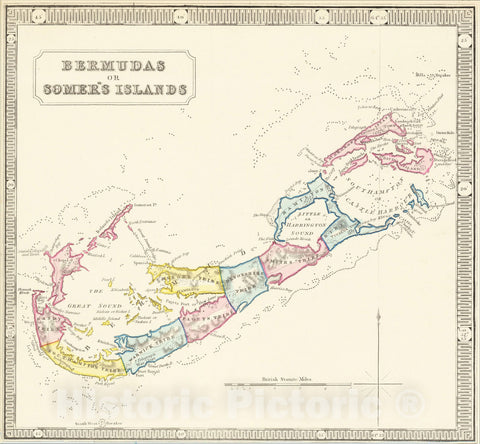 Historic Map : Bermudas or Somer's Islands, 1854, George Philip & Son, Vintage Wall Art