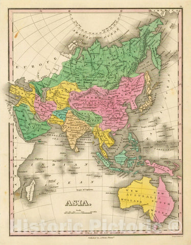 Historic Map : Asia [with Australia], 1826, Anthony Finley, Vintage Wall Art