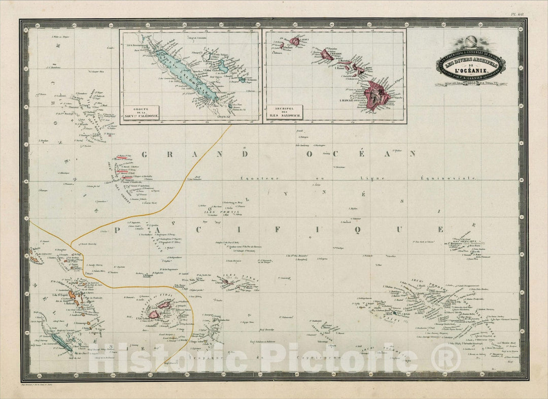 Historic Map : Les Divers Archipels De L'Oceanie, 186, 1860, F.A. Garnier, Vintage Wall Art