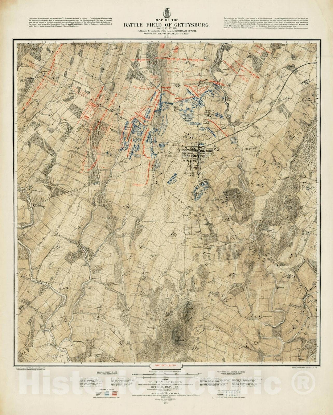 Historic Map : Map of the Battlefield of Gettysburg July 1st, 2nd, 3rd ...