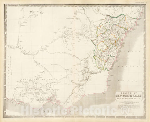 Historic Map : Colony of New South Wales and Australia Felix, 1844, W. & A.K. Johnston, Vintage Wall Art