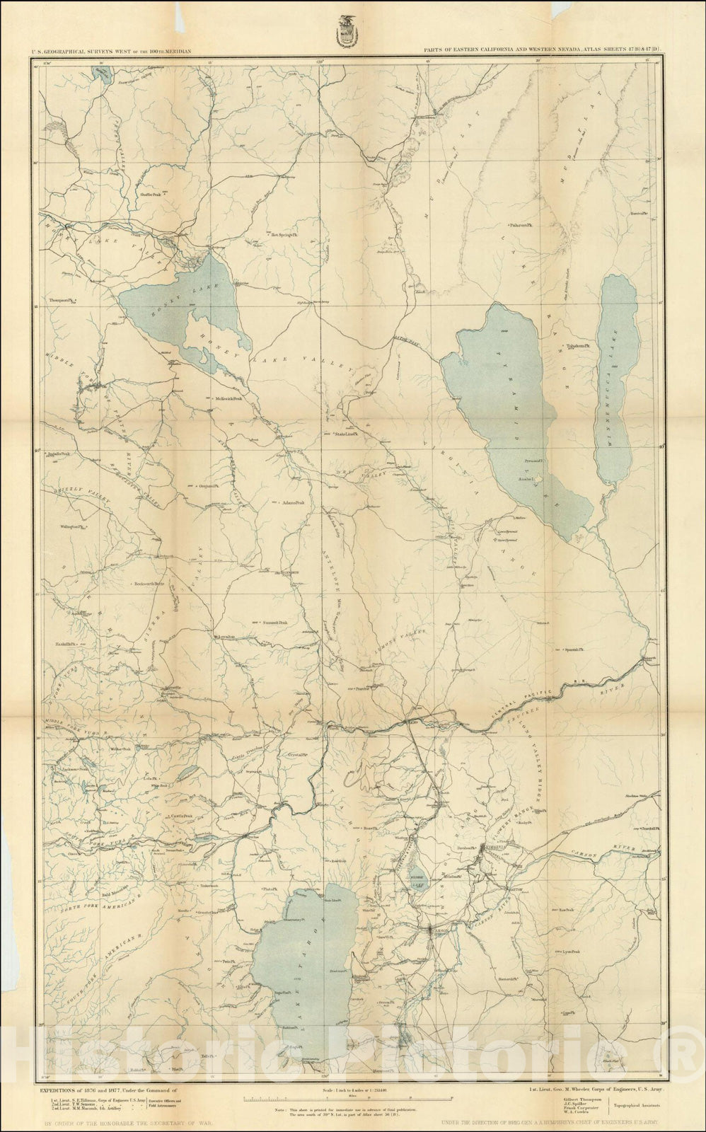 Historic Map : Land Classification Map of Parts of Eastern California and Western Nevada [Lake Tahoe, Reno, Carson, Astor Pass, Honey Lake & Pyramid Lake, 1879, Vintage Wall Art