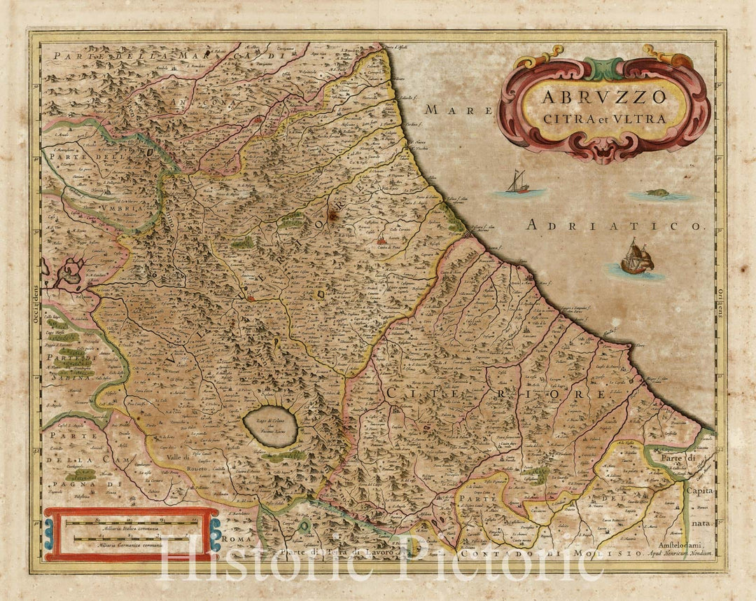 Historic Map : Abruzzo Citra et Ultra, c1640, , Vintage Wall Art