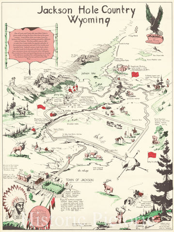 Historic Map : Jackson Hole Country Wyoming, 1956, Hopkinson, Vintage Wall Art