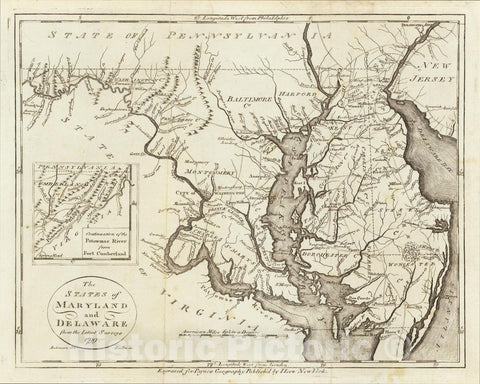 Historic Map : The States of Maryland and Delaware from the latest Surveys 1799, 1799, John Payne, Vintage Wall Art