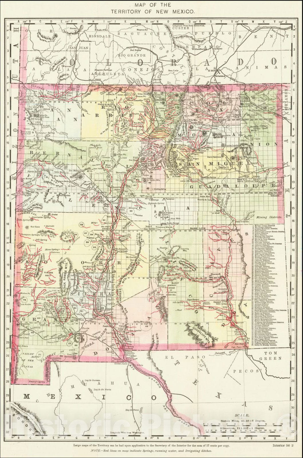 Historic Map : Map of the Territory of New Mexico, 1894, United States Department of the Interior, Vintage Wall Art