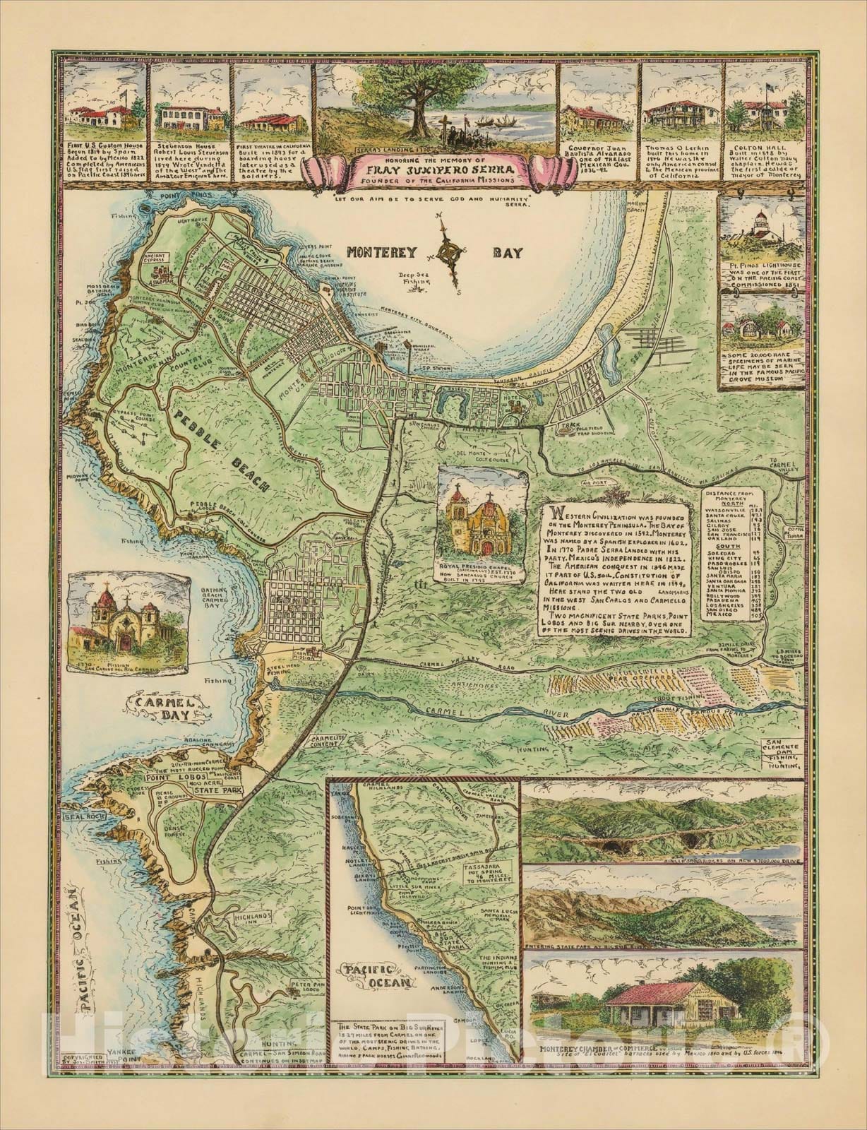 Historic Map : [Monterey, Pebble Beach, Carmel, etc], 1933, , Vintage Wall Art