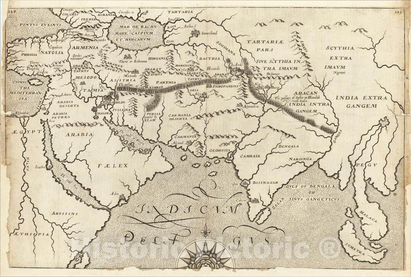 Historic Map : [Asia, Indian Ocean], 1614, William Hole, Vintage Wall ...