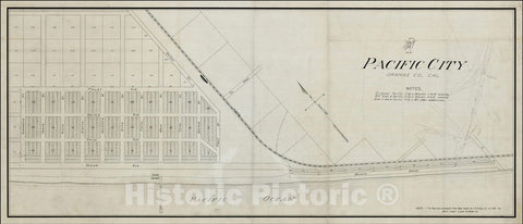 Historic Map : Map of Pacific City Orange Co. Cal. (Huntington Beach), 1903, , Vintage Wall Art
