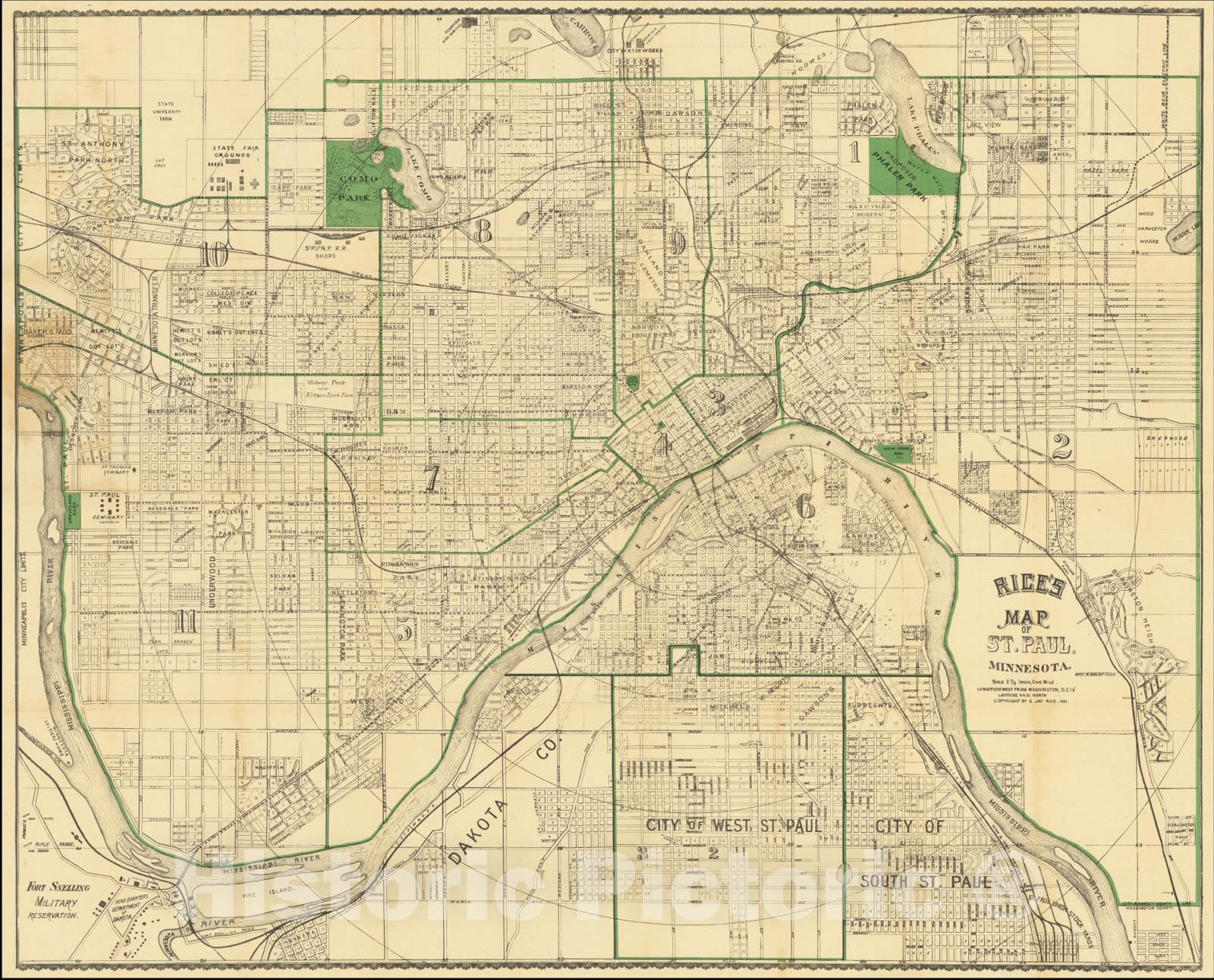 Old Map of St. Paul minnesota Saint Paul Map Fine Print 