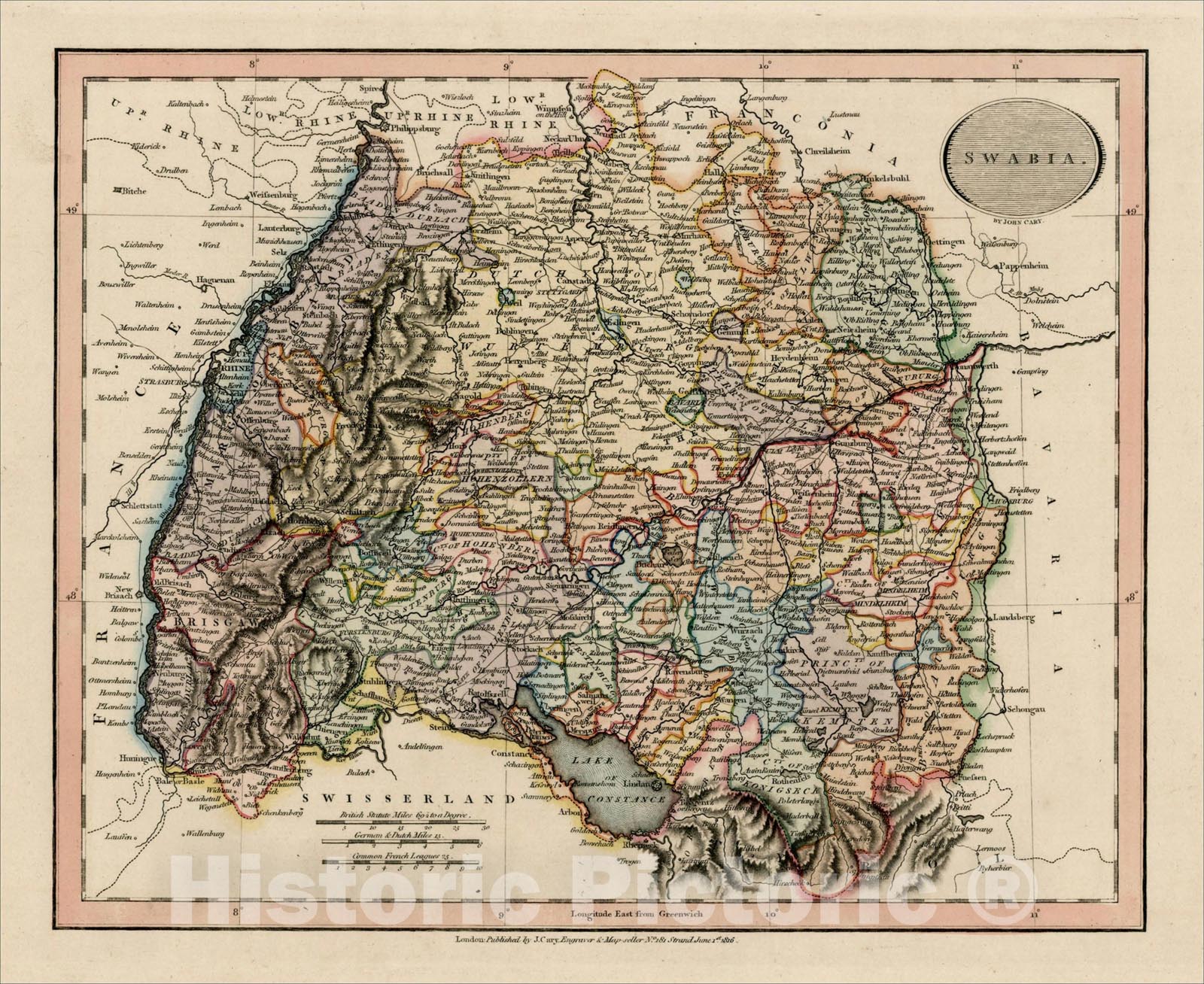 Historic Map : Swabia, 1816, John Cary, Vintage Wall Art – Historic ...
