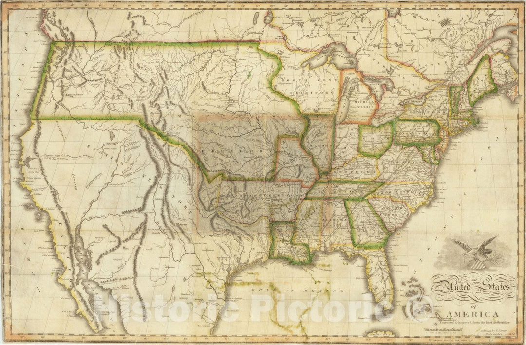 Historic Map : United States of America Corrected & Improved from the ...