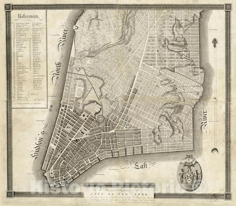 Historic Map : A Plan and Regulation of the City of New York, 1803, Casimir Goerck, Vintage Wall Art