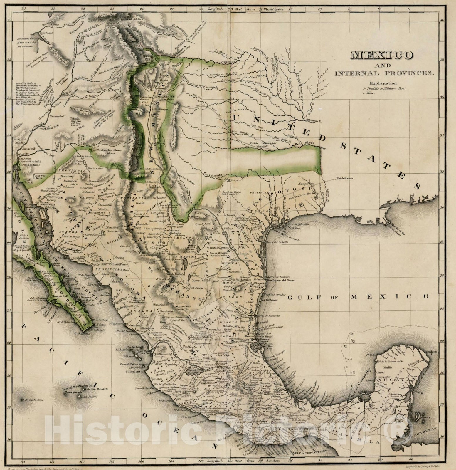 Historic Map : Geographical, Statistical and Historical Map Of Mexico, 1822, , Vintage Wall Art