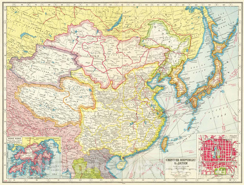 Historic Map : Chinese Republic & Japan, , 0, Vintage Wall Art