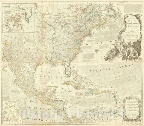 Historic Map : An Accurate Map of North America, Describing and Distinguishing The British and Spanish Dominions, 1775, Vintage Wall Art
