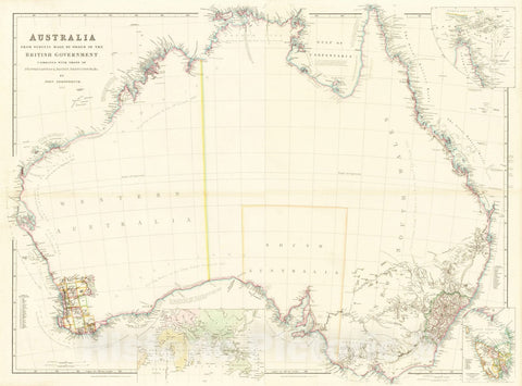 Historic Map : Australia From Surveys Made By Order of the British Government Combined with those of D'Entrecasteaux, 1846, John Arrowsmith, Vintage Wall Art