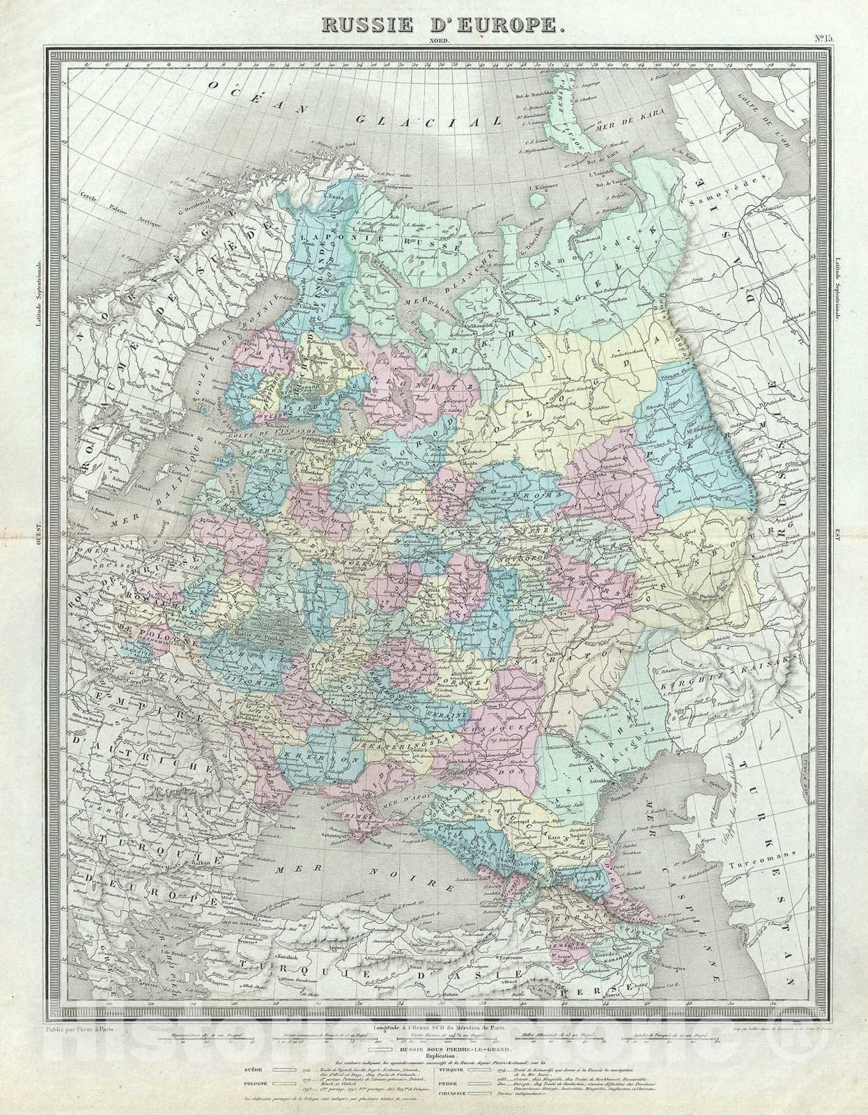 Historic Map : European Russia, Tardieu, 1874, Vintage Wall Art