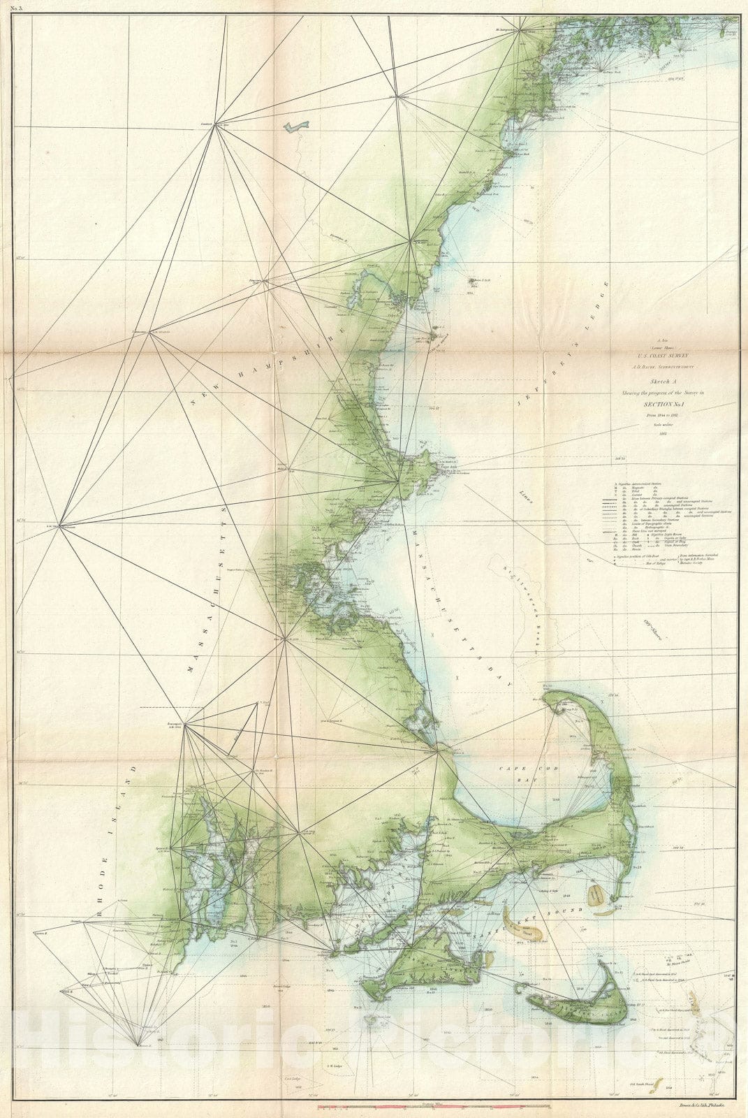 Historic Map : The New England Coast from Connecticut to Maine, U.S. Coast Survey, 1861, Vintage Wall Art