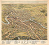 Historic Map : Bird's-Eye View Dover, New Hampshire, Albert Ruger, 1877, Vintage Wall Art