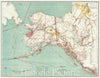 Historic Map : Alaska Showing Yukon Gold Districts, Land Office, 1898, Vintage Wall Art