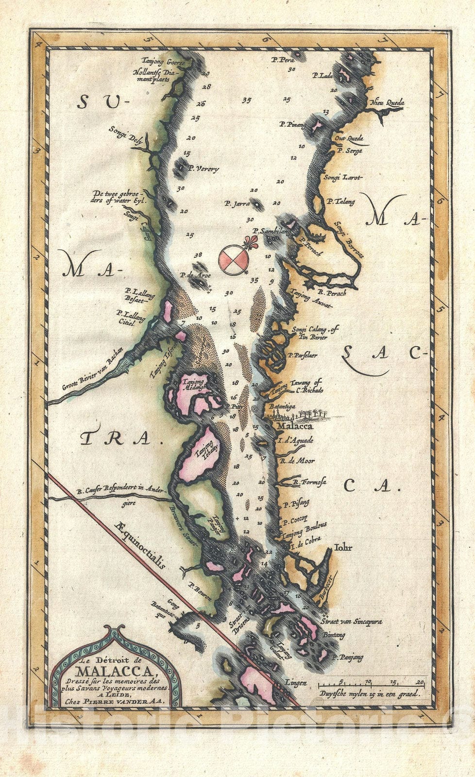 Historic Map : Singapore, Malacca, and Malaya, Van der Aa, 1727, Vintage Wall Art