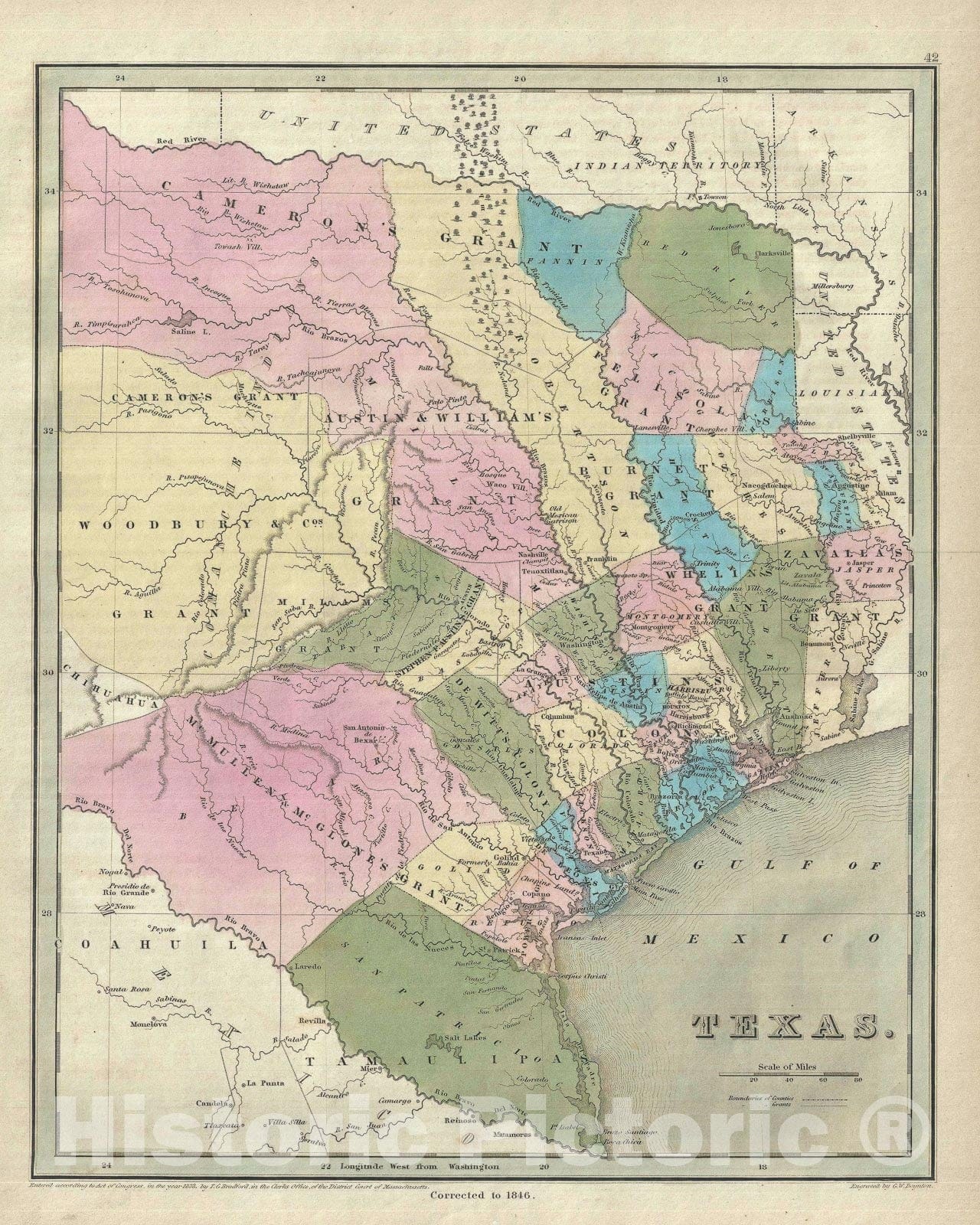 Historic Map : The Republic of Texas "after Austin", BraArtd, 1846, Vintage Wall Art
