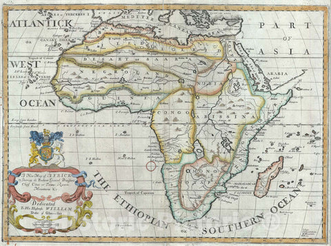 Historic Map : Africa, Wells, 1712, Vintage Wall Art